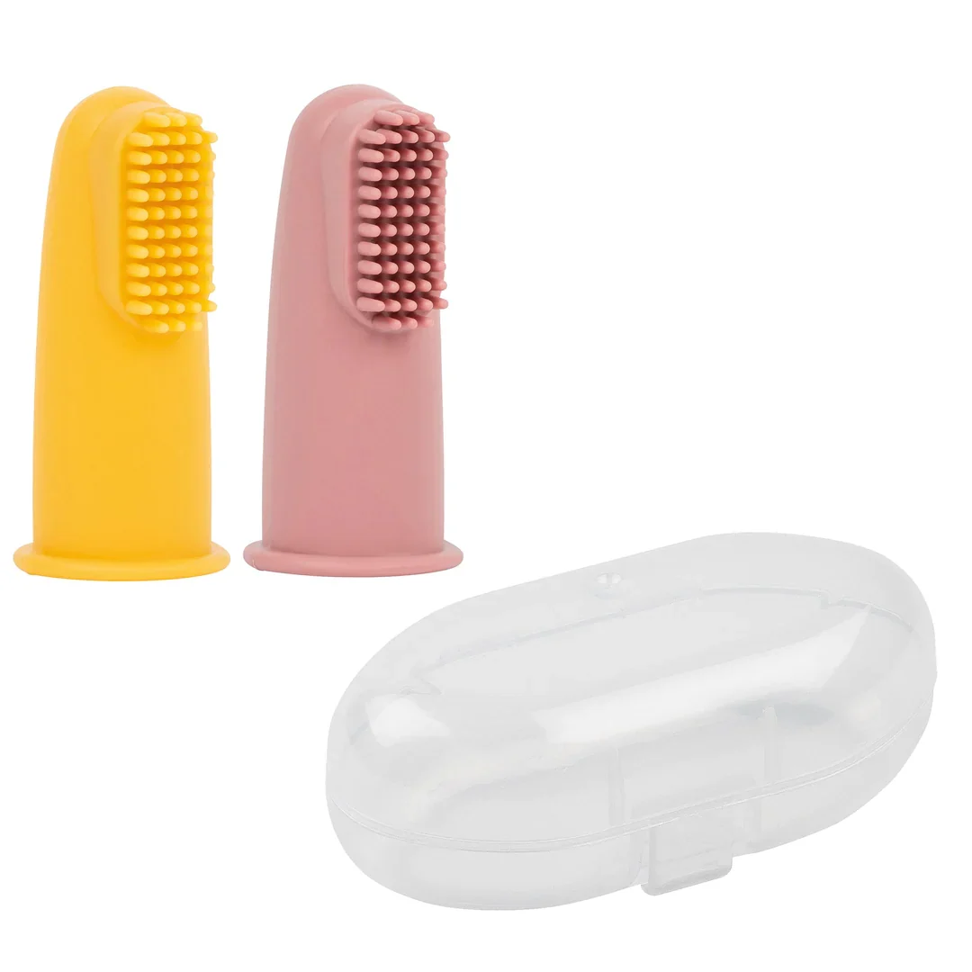 Escova de dentes para bebé - Conjunto de 2 escovas em silicone - Rosa - Image 2